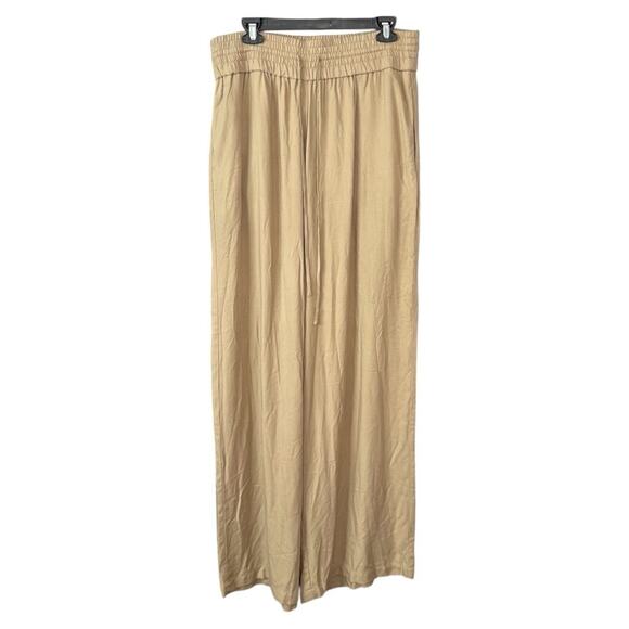 Melrose & Market Tan Wide Leg Pants L Smocked Waist Drawstring Pockets - Picture 4 of 8